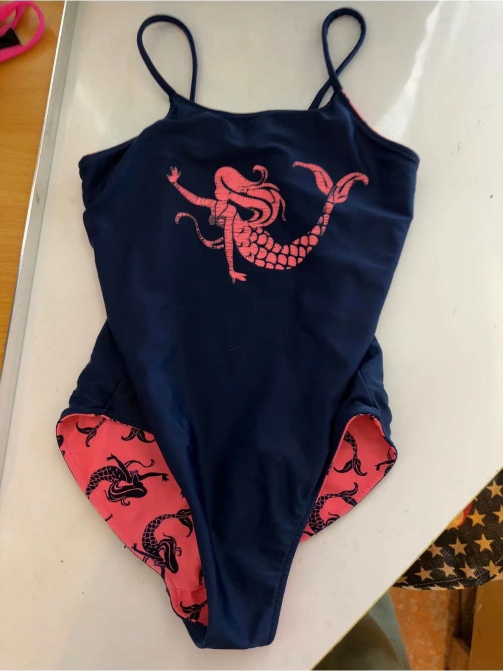 Girls bathing suit Duo ( reversible mermaid, and adorable lilo and stitch
